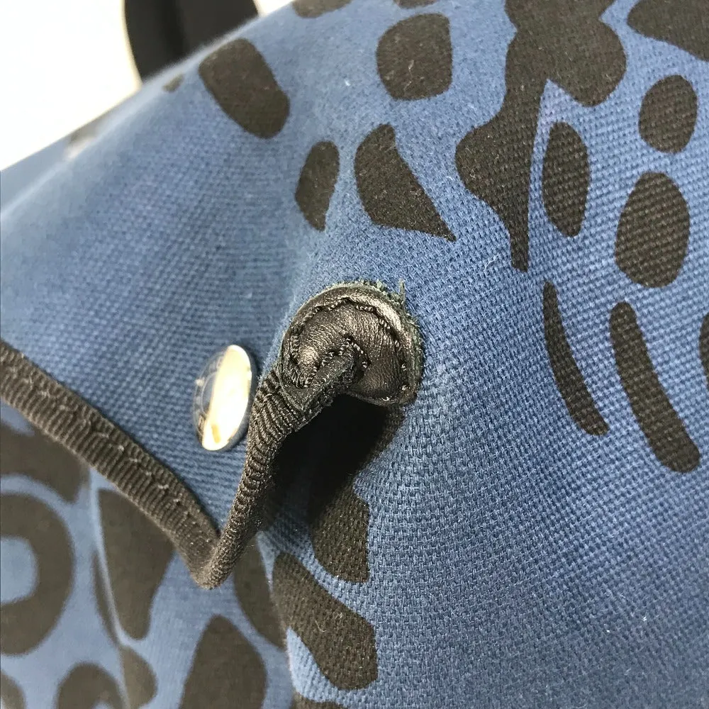 HERMES Tote Bag canvas Navy Shoulder Bag Shoulder Bag Leopard leopard leopard