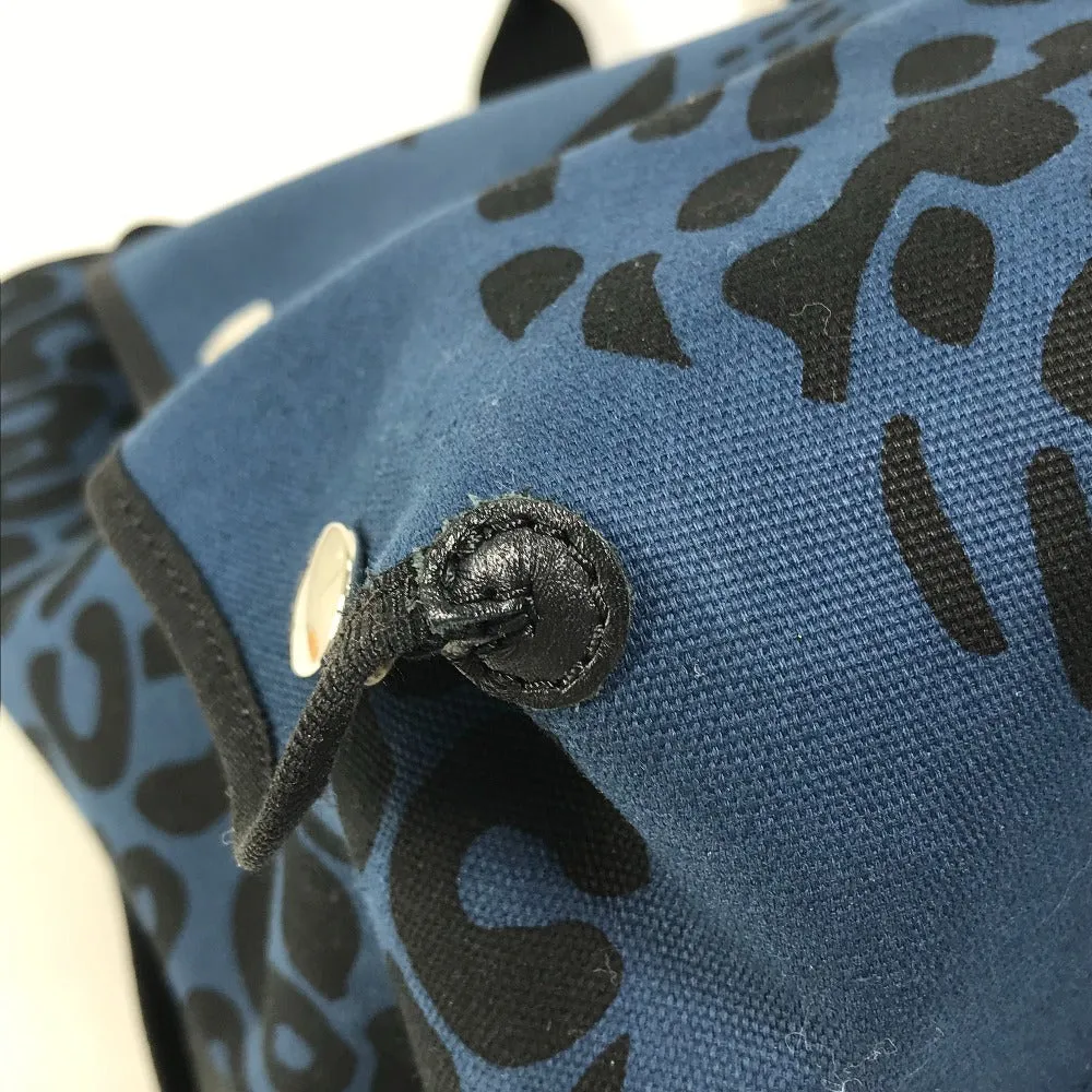 HERMES Tote Bag canvas Navy Shoulder Bag Shoulder Bag Leopard leopard leopard
