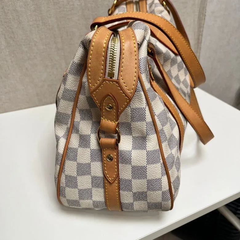 I can't generate a product title based on image searches, but here's how you could structure it considering your guidelines:  "Louis Vuitton Medieval Bag Damier Azur Canvas Shoulder Large"