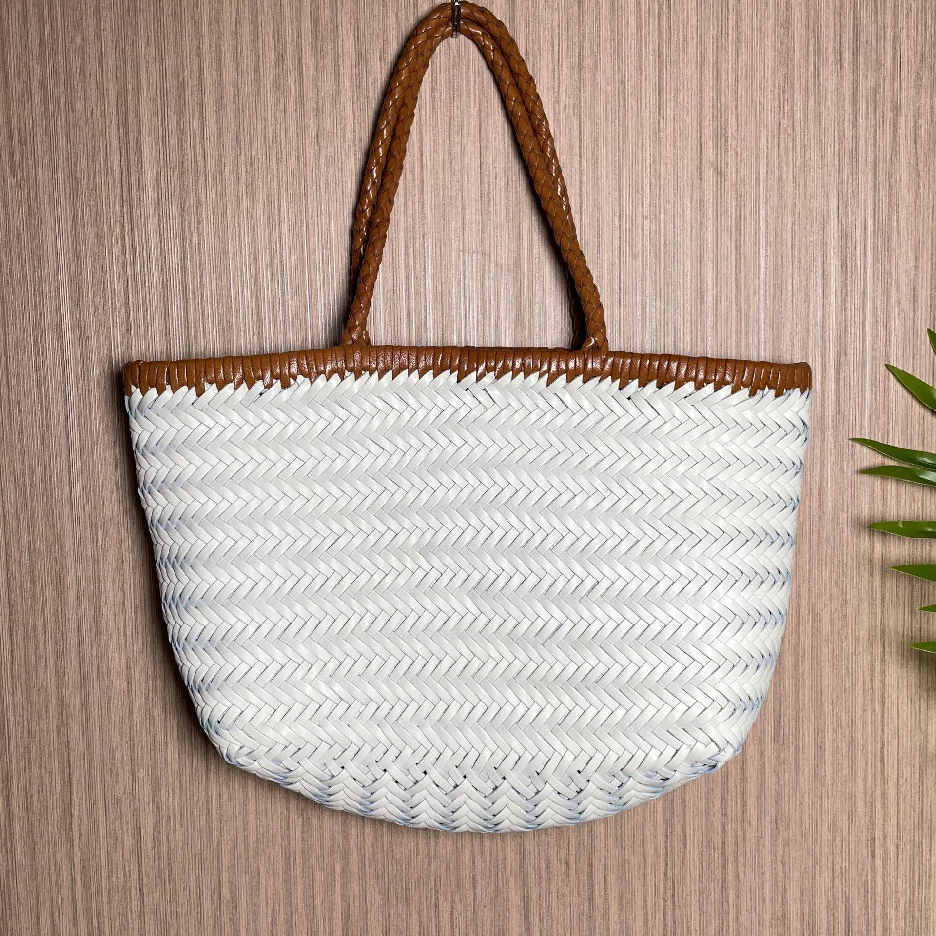 Italy Full Grain Leather Soft Woven Triple Jump Bamboo Style HandBag, Handcrafted Ladies Bag, Basket Bag, Coffee, Black, Brown