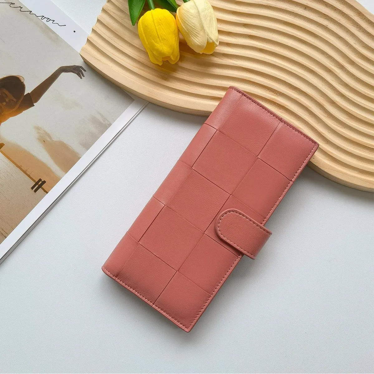 Lambskin Leather Interwoven Wallet, Women Woven Leather Cards Holder, Handcrafted Trifold Wallet, Designer Wallet, Women Purse, Gift For Her