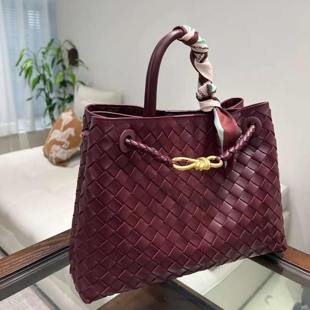Lambskin Leather Knotted Intrecciato Shoulder Bag | Woven Handbag With Metal Buckle, Daily Fashion Designer Bag, Woven Shoulder Purse