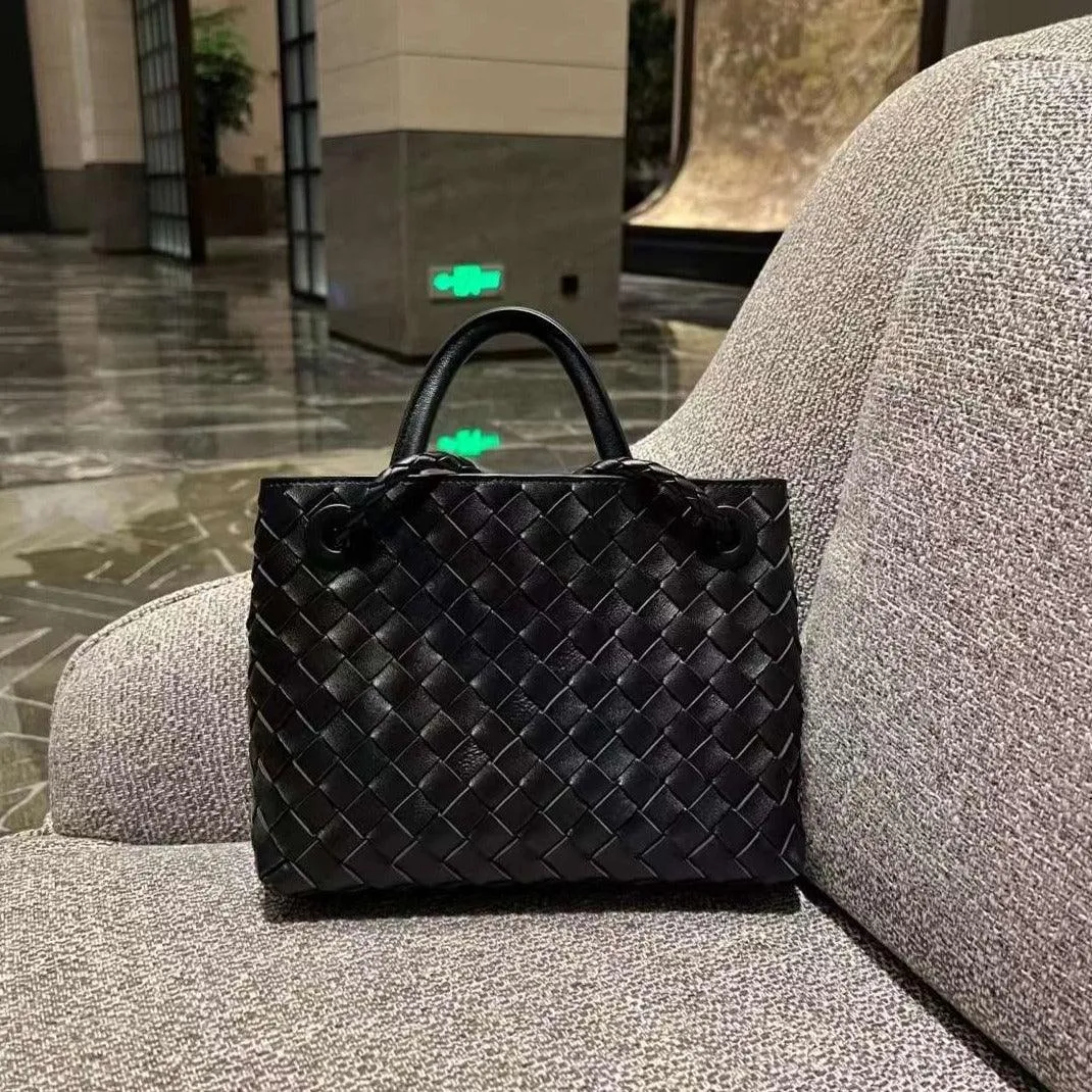 Lambskin Leather Knotted Intrecciato Shoulder Bag | Woven Handbag With Metal Buckle, Daily Fashion Designer Bag, Woven Shoulder Purse