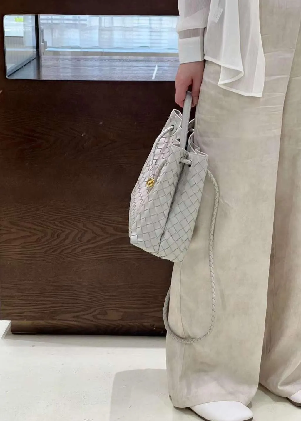 Lambskin Leather Knotted Intrecciato Shoulder Bag | Woven Handbag With Metal Buckle, Daily Fashion Designer Bag, Woven Shoulder Purse