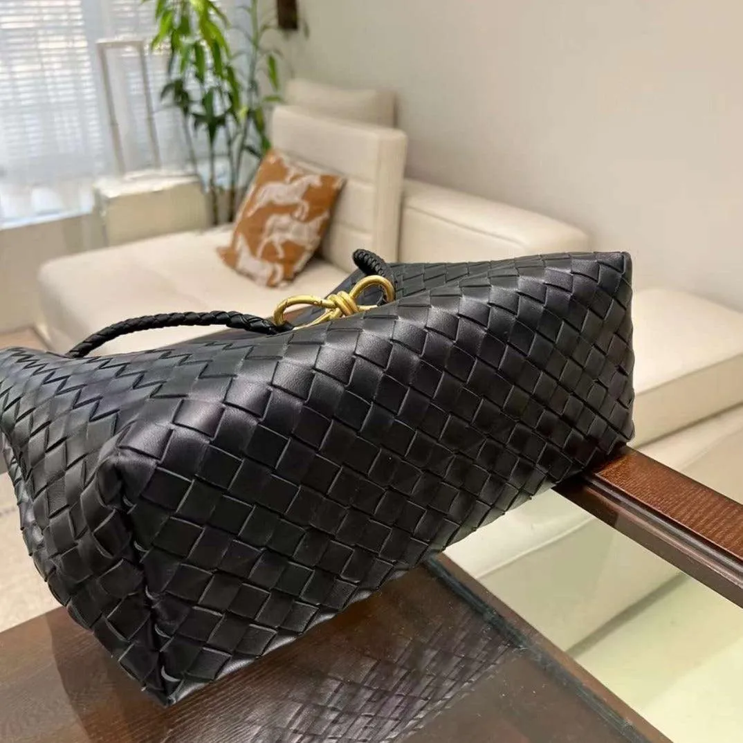 Lambskin Leather Knotted Intrecciato Shoulder Bag | Woven Handbag With Metal Buckle, Daily Fashion Designer Bag, Woven Shoulder Purse