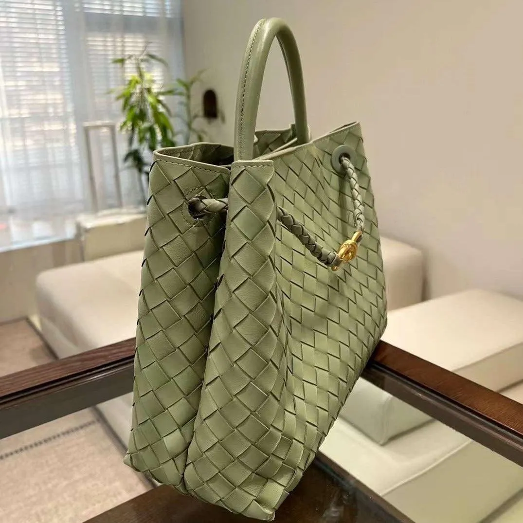 Lambskin Leather Knotted Intrecciato Shoulder Bag | Woven Handbag With Metal Buckle, Daily Fashion Designer Bag, Woven Shoulder Purse