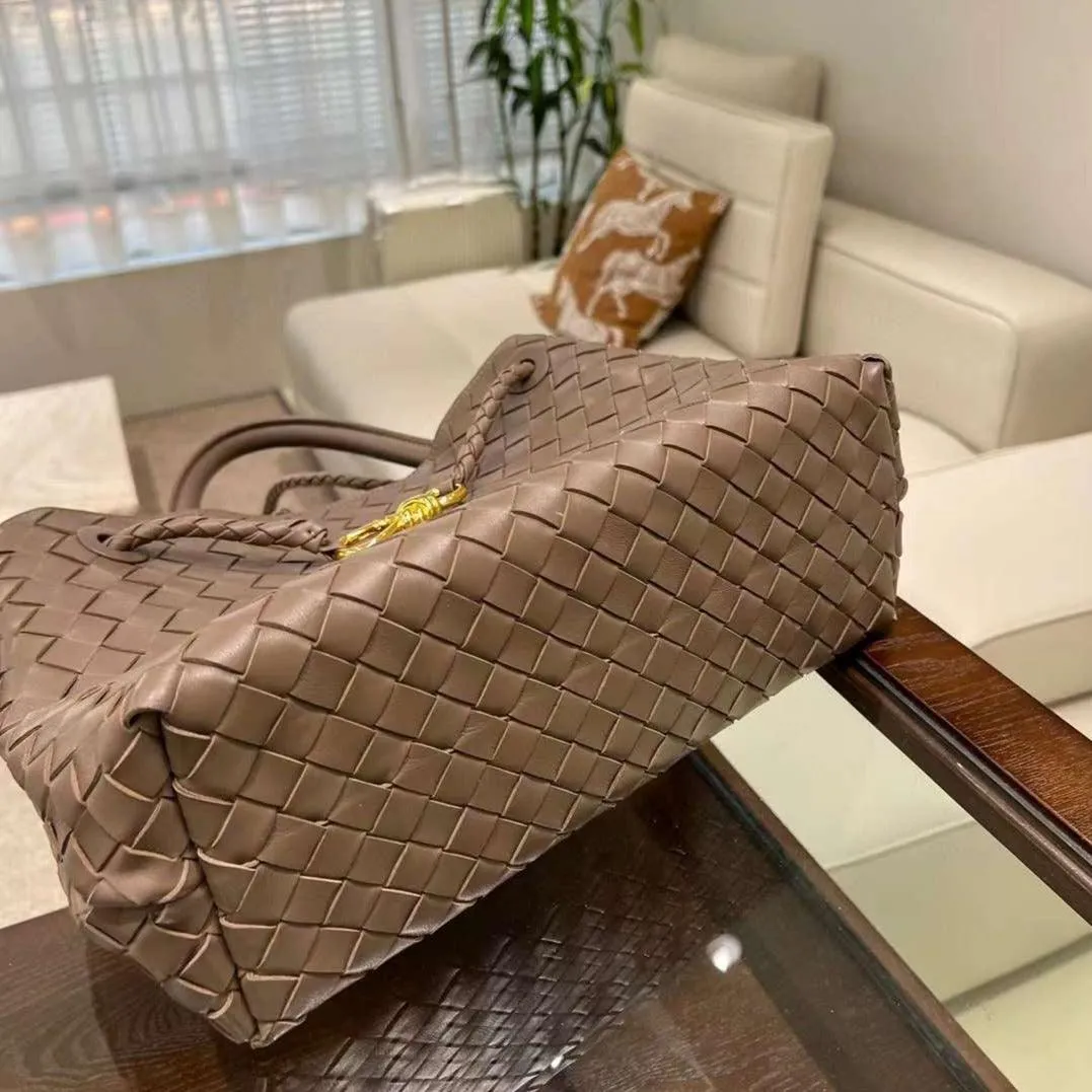 Lambskin Leather Knotted Intrecciato Shoulder Bag | Woven Handbag With Metal Buckle, Daily Fashion Designer Bag, Woven Shoulder Purse