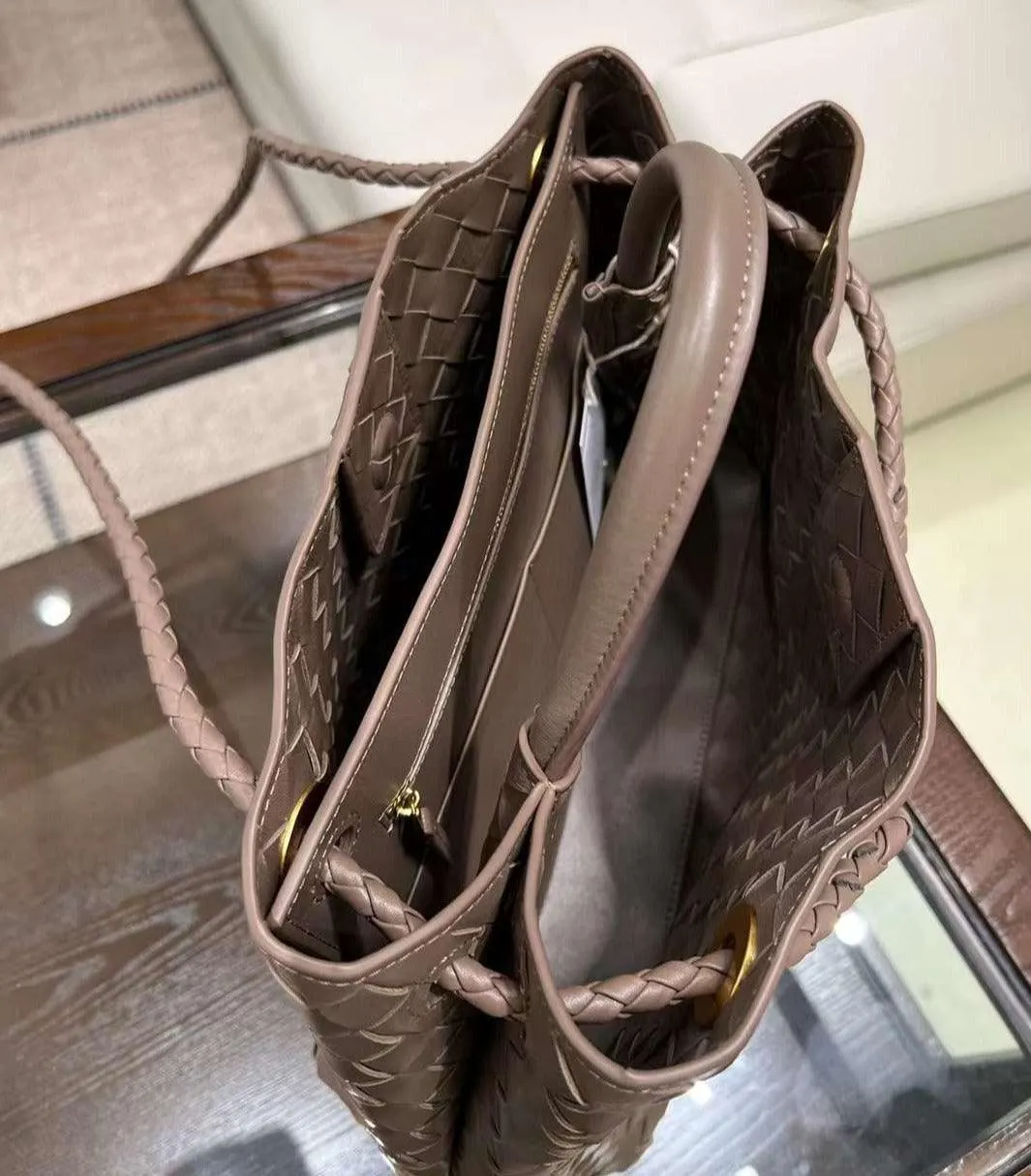 Lambskin Leather Knotted Intrecciato Shoulder Bag | Woven Handbag With Metal Buckle, Daily Fashion Designer Bag, Woven Shoulder Purse