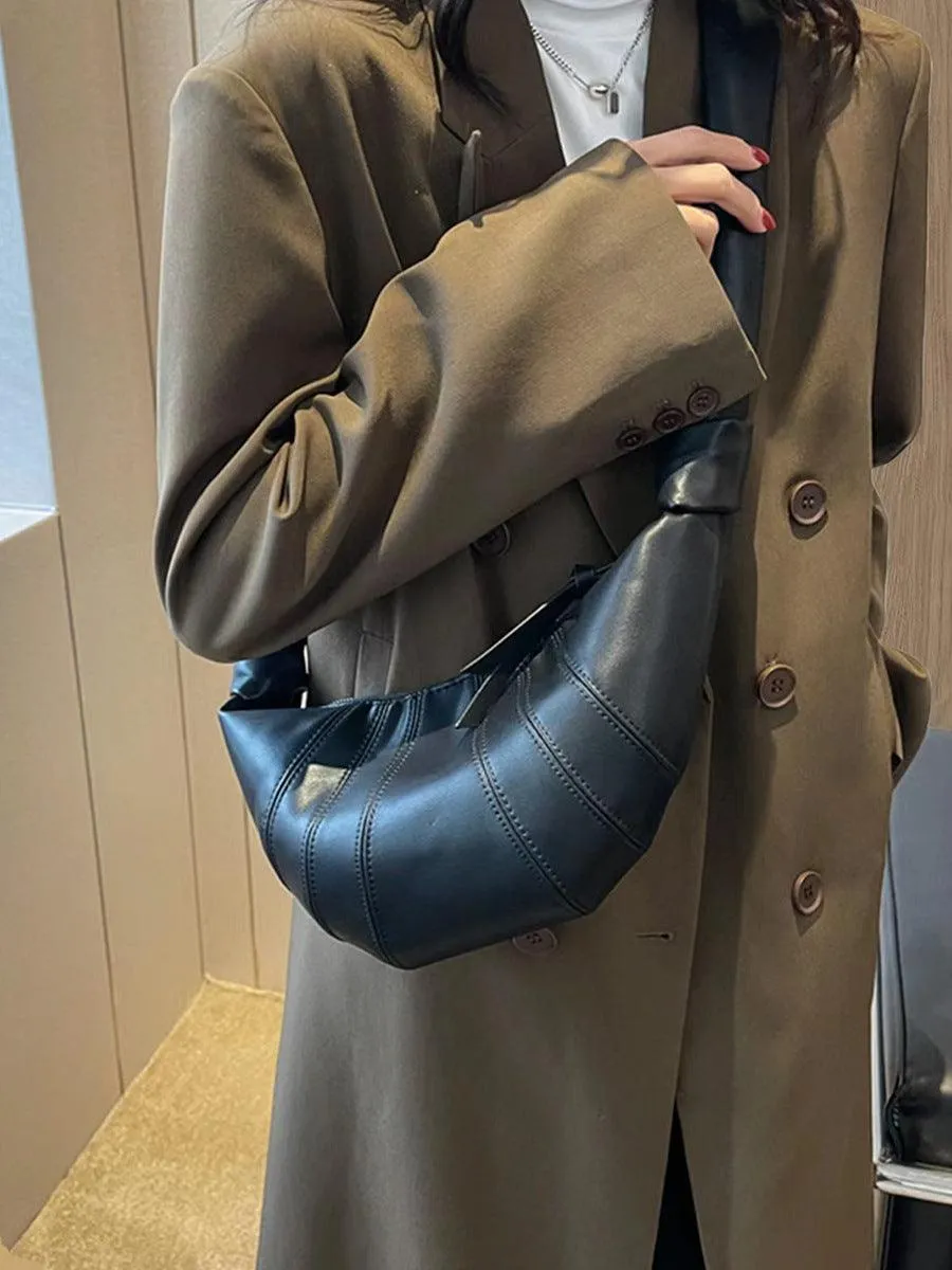 Large & Medium Lambskin Zipped Crossbody Hobo Bag, Leather Designer Shoulder Bag, Women Soft Leather Handbag, Lambskin Leather Hobo Purse, Leather Shoulder Bag