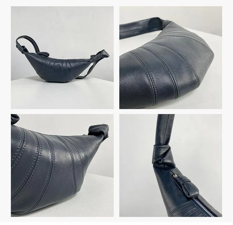 Large & Medium Lambskin Zipped Crossbody Hobo Bag, Leather Designer Shoulder Bag, Women Soft Leather Handbag, Lambskin Leather Hobo Purse, Leather Shoulder Bag
