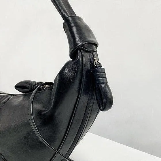 Large & Medium Lambskin Zipped Crossbody Hobo Bag, Leather Designer Shoulder Bag, Women Soft Leather Handbag, Lambskin Leather Hobo Purse, Leather Shoulder Bag