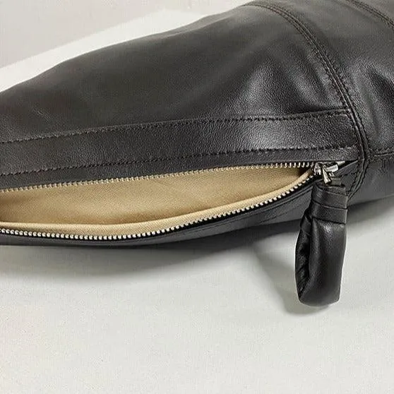 Large & Medium Lambskin Zipped Crossbody Hobo Bag, Leather Designer Shoulder Bag, Women Soft Leather Handbag, Lambskin Leather Hobo Purse, Leather Shoulder Bag