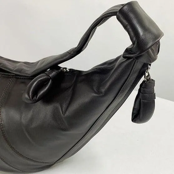 Large & Medium Lambskin Zipped Crossbody Hobo Bag, Leather Designer Shoulder Bag, Women Soft Leather Handbag, Lambskin Leather Hobo Purse, Leather Shoulder Bag