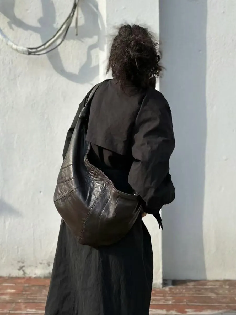 Large & Medium Lambskin Zipped Crossbody Hobo Bag, Leather Designer Shoulder Bag, Women Soft Leather Handbag, Lambskin Leather Hobo Purse, Leather Shoulder Bag