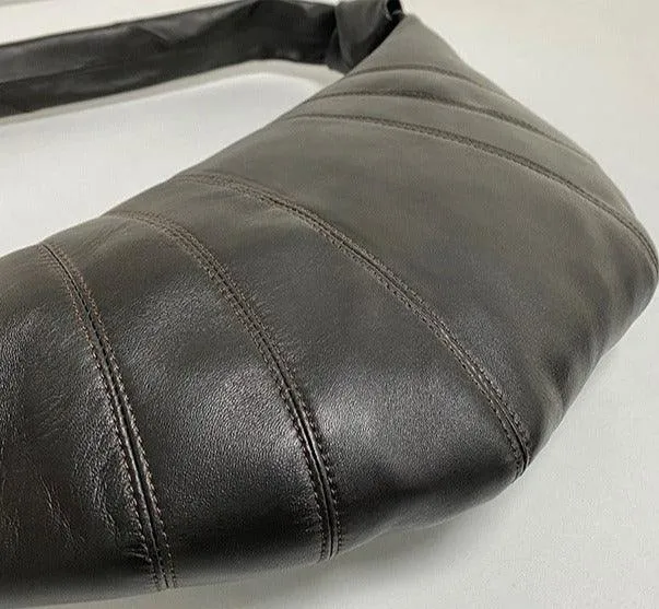 Large & Medium Lambskin Zipped Crossbody Hobo Bag, Leather Designer Shoulder Bag, Women Soft Leather Handbag, Lambskin Leather Hobo Purse, Leather Shoulder Bag