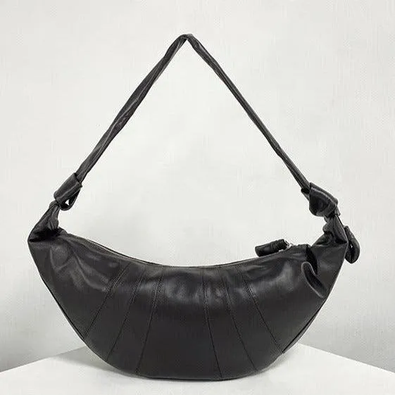 Large & Medium Lambskin Zipped Crossbody Hobo Bag, Leather Designer Shoulder Bag, Women Soft Leather Handbag, Lambskin Leather Hobo Purse, Leather Shoulder Bag