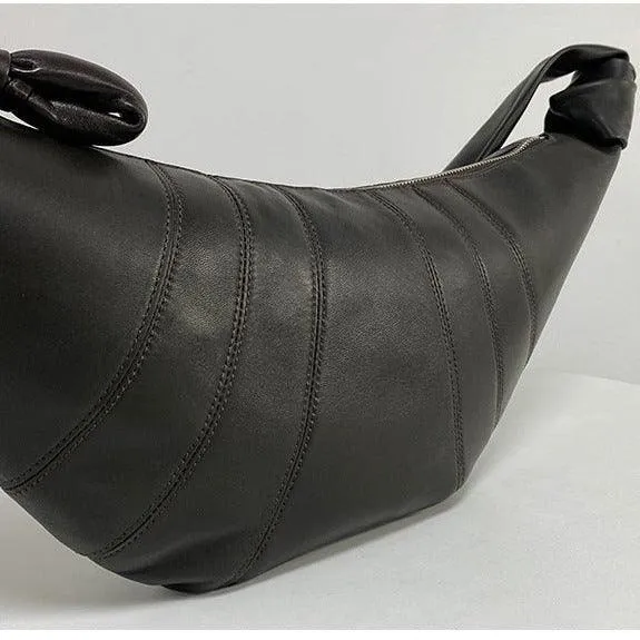 Large & Medium Lambskin Zipped Crossbody Hobo Bag, Leather Designer Shoulder Bag, Women Soft Leather Handbag, Lambskin Leather Hobo Purse, Leather Shoulder Bag