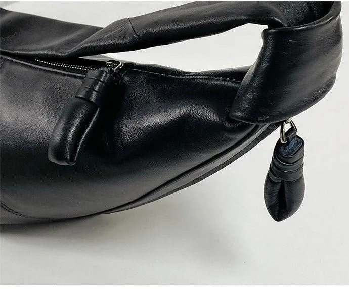 Large & Medium Lambskin Zipped Crossbody Hobo Bag, Leather Designer Shoulder Bag, Women Soft Leather Handbag, Lambskin Leather Hobo Purse, Leather Shoulder Bag