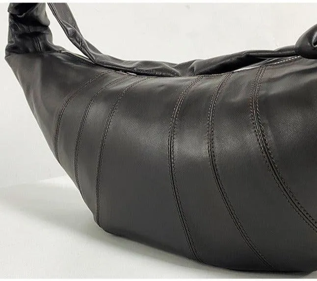 Large & Medium Lambskin Zipped Crossbody Hobo Bag, Leather Designer Shoulder Bag, Women Soft Leather Handbag, Lambskin Leather Hobo Purse, Leather Shoulder Bag