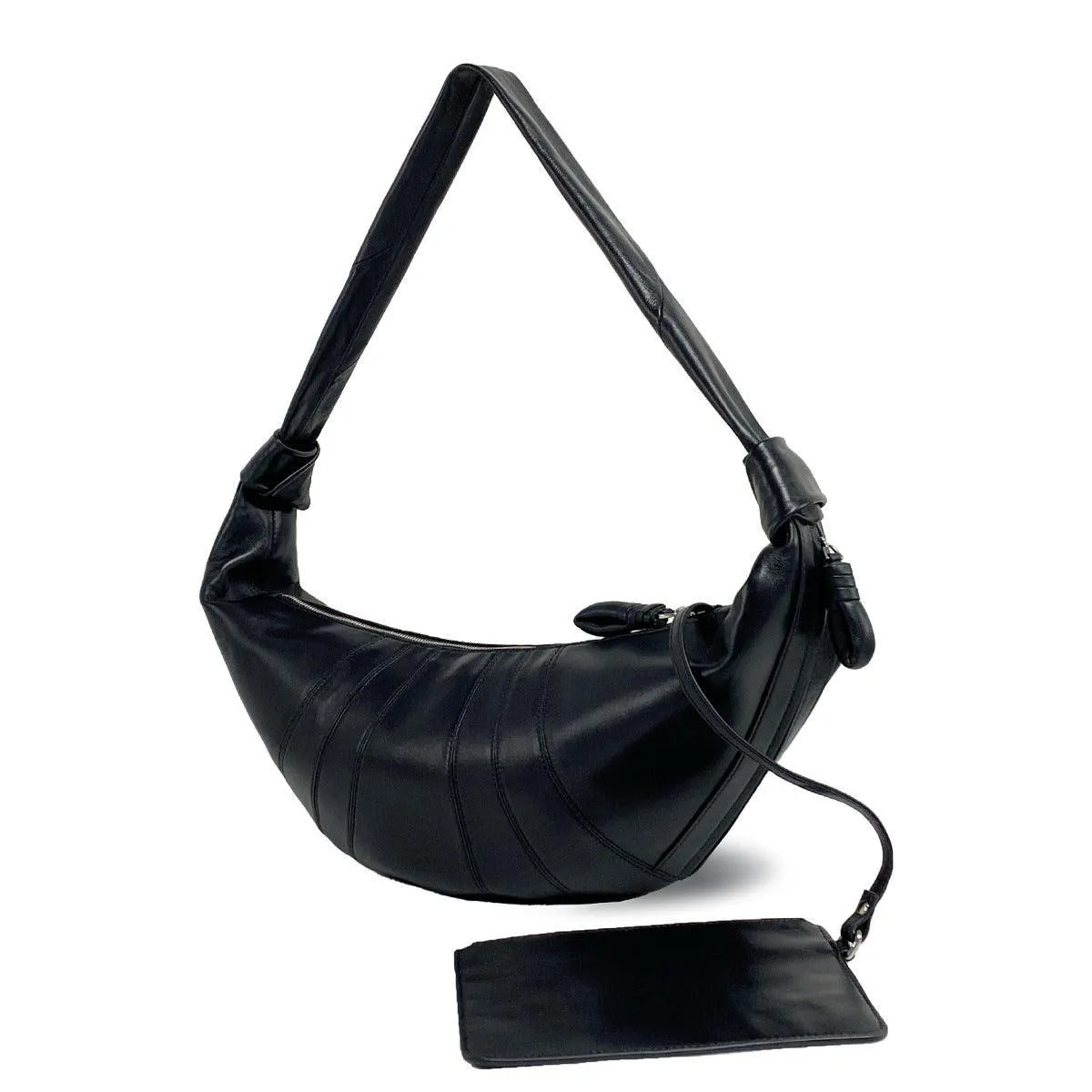 Large & Medium Lambskin Zipped Crossbody Hobo Bag, Leather Designer Shoulder Bag, Women Soft Leather Handbag, Lambskin Leather Hobo Purse, Leather Shoulder Bag