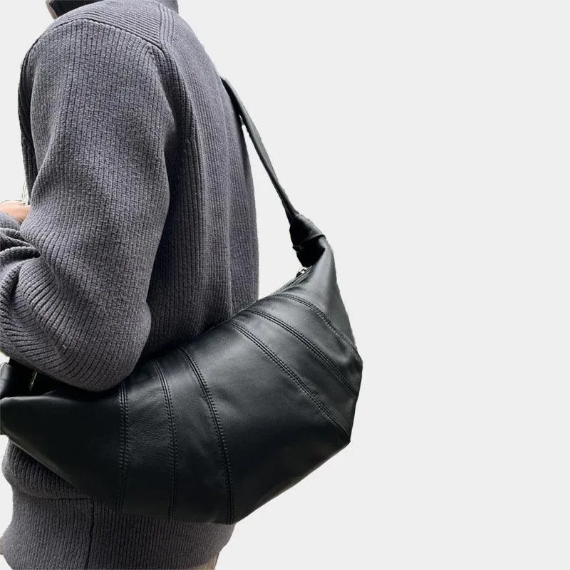 Large & Medium Lambskin Zipped Crossbody Hobo Bag, Leather Designer Shoulder Bag, Women Soft Leather Handbag, Lambskin Leather Hobo Purse, Leather Shoulder Bag