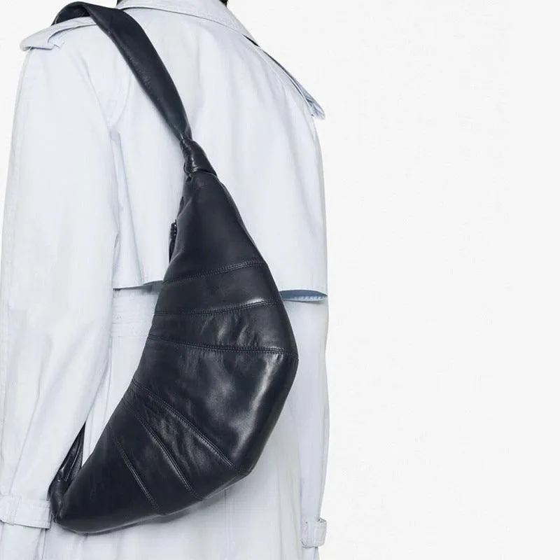 Large & Medium Lambskin Zipped Crossbody Hobo Bag, Leather Designer Shoulder Bag, Women Soft Leather Handbag, Lambskin Leather Hobo Purse, Leather Shoulder Bag