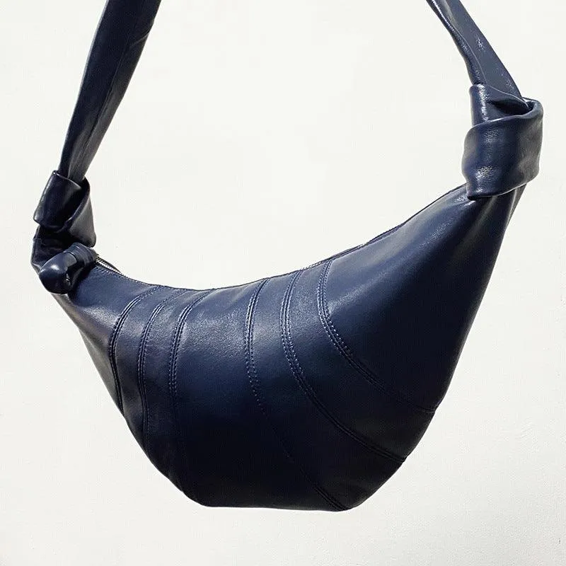 Large & Medium Lambskin Zipped Crossbody Hobo Bag, Leather Designer Shoulder Bag, Women Soft Leather Handbag, Lambskin Leather Hobo Purse, Leather Shoulder Bag