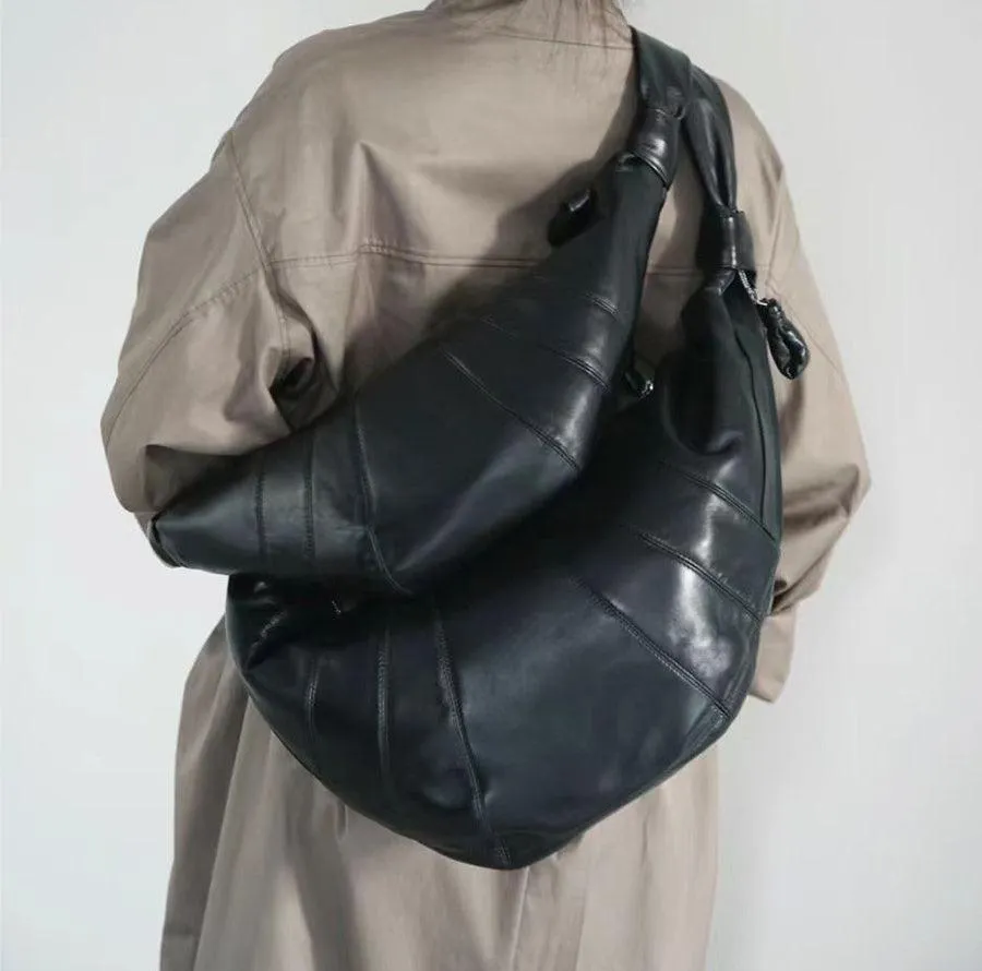 Large & Medium Lambskin Zipped Crossbody Hobo Bag, Leather Designer Shoulder Bag, Women Soft Leather Handbag, Lambskin Leather Hobo Purse, Leather Shoulder Bag