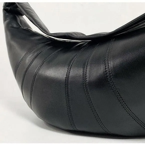 Large & Medium Lambskin Zipped Crossbody Hobo Bag, Leather Designer Shoulder Bag, Women Soft Leather Handbag, Lambskin Leather Hobo Purse, Leather Shoulder Bag