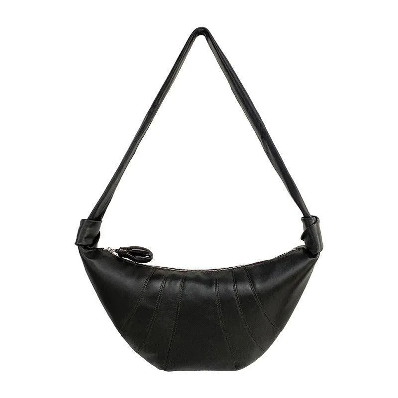 Large & Medium Lambskin Zipped Crossbody Hobo Bag, Leather Designer Shoulder Bag, Women Soft Leather Handbag, Lambskin Leather Hobo Purse, Leather Shoulder Bag