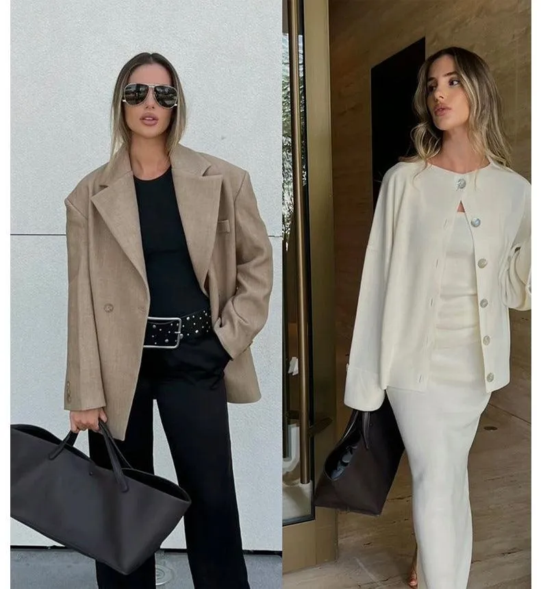 Large Genuine Leather Women's Tote | Versatile Commuter Crossbody Tote | Luxury Designer Bag