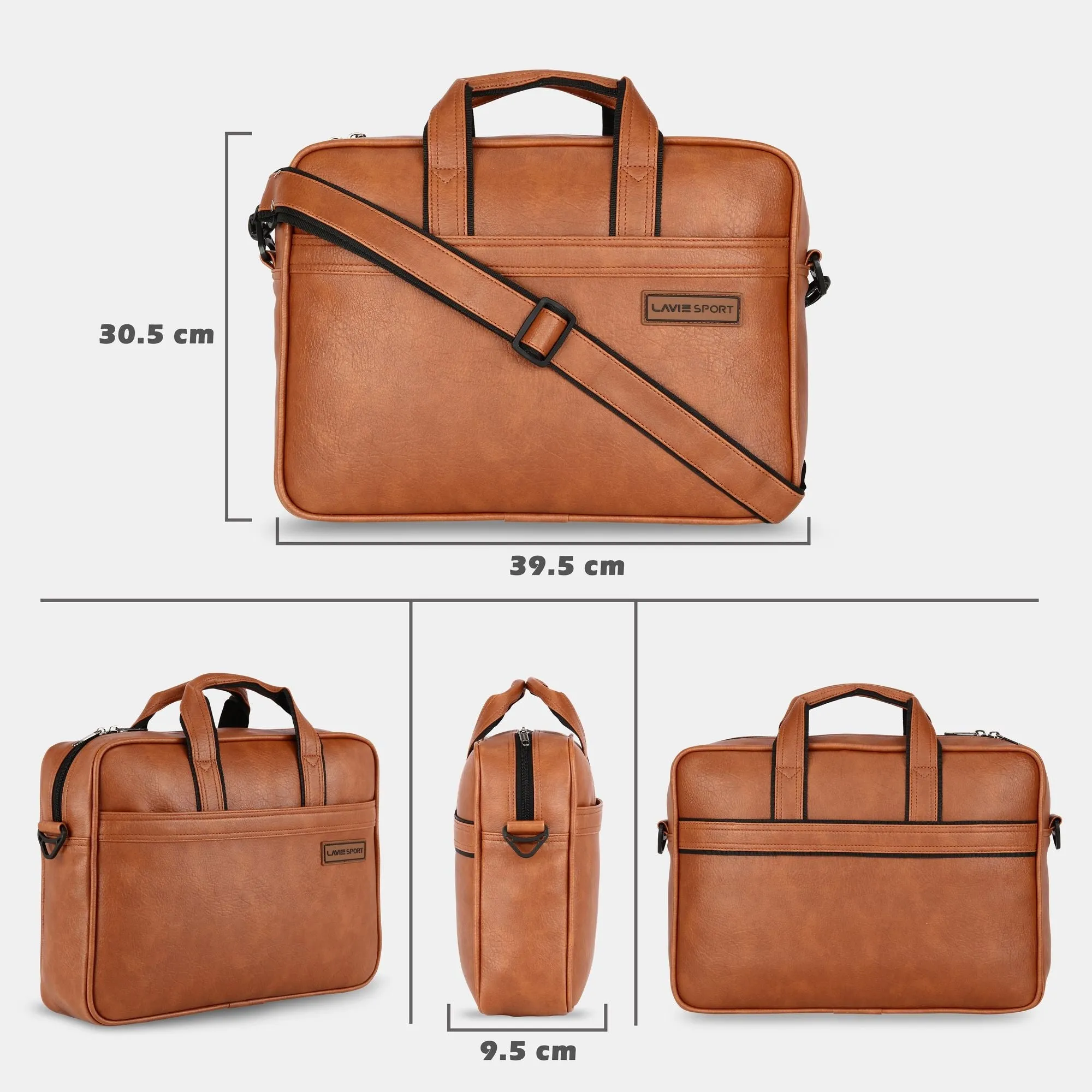 Lavie Sport 1 Compartment Director Unisex Laptop briefcase Bag Black