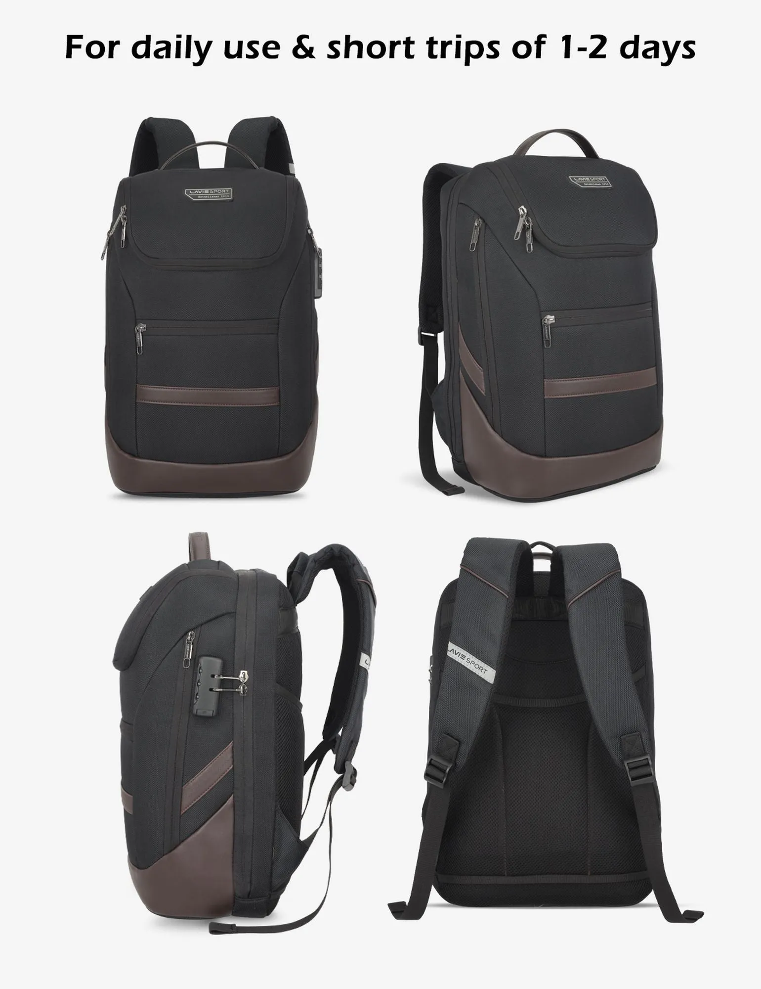 Lavie Sport Emperor 24L Anti-theft Laptop Backpack For Men & Women in Grey and Blue Colour