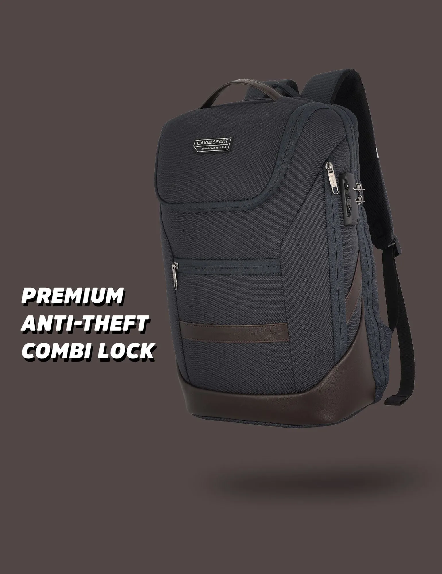 Lavie Sport Emperor 24L Anti-theft Laptop Backpack For Men & Women in Grey and Blue Colour