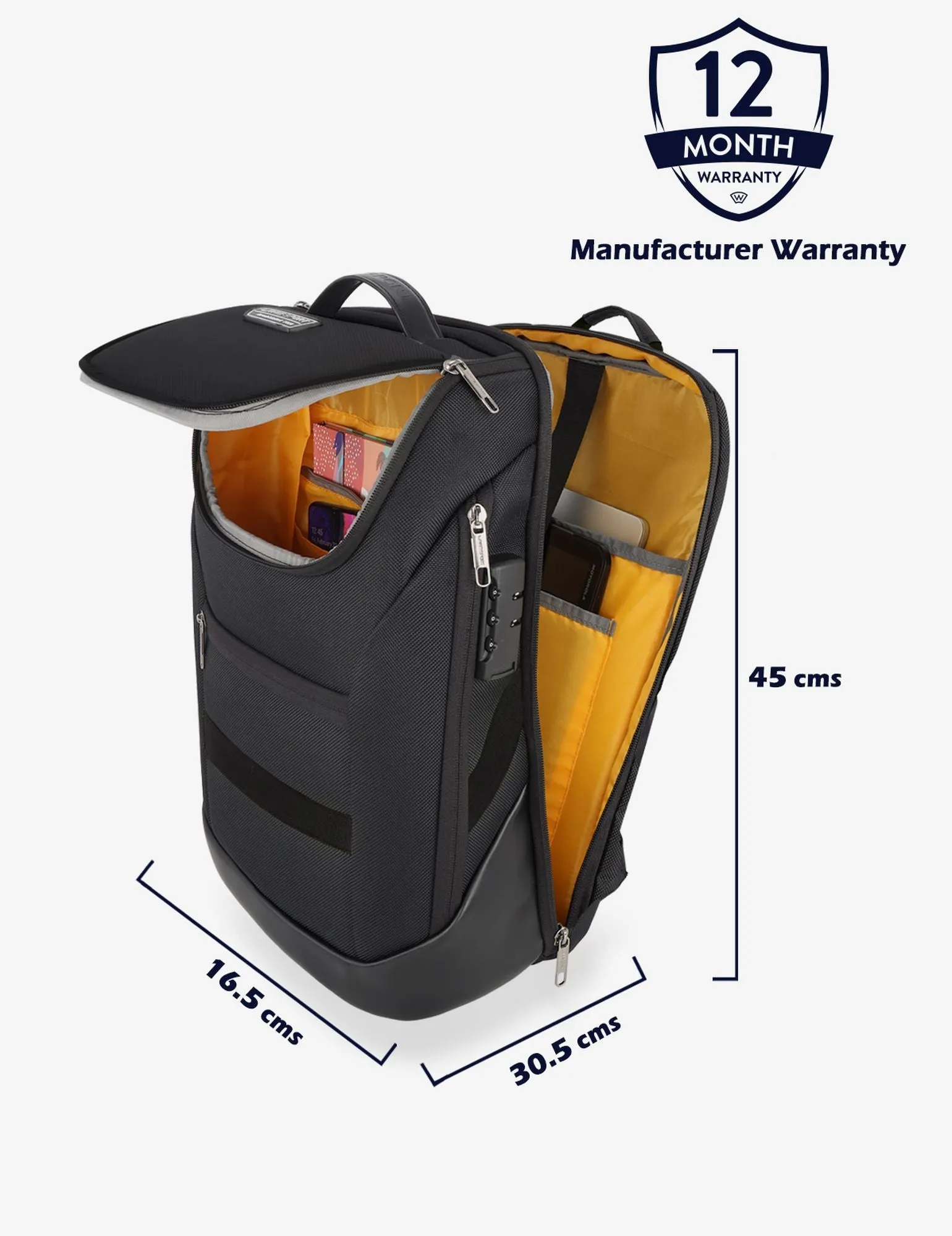 Lavie Sport Emperor 24L Anti-theft Laptop Backpack For Men & Women in Grey and Blue Colour