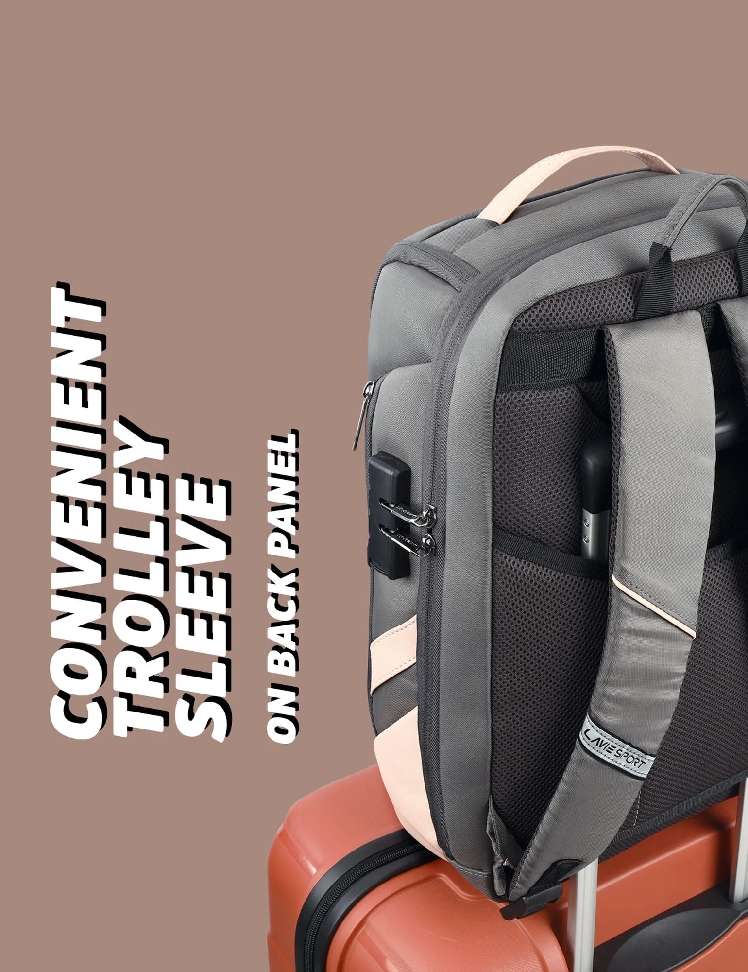 Lavie Sport Emperor 24L Anti-theft Laptop Backpack For Men & Women in Grey and Blue Colour