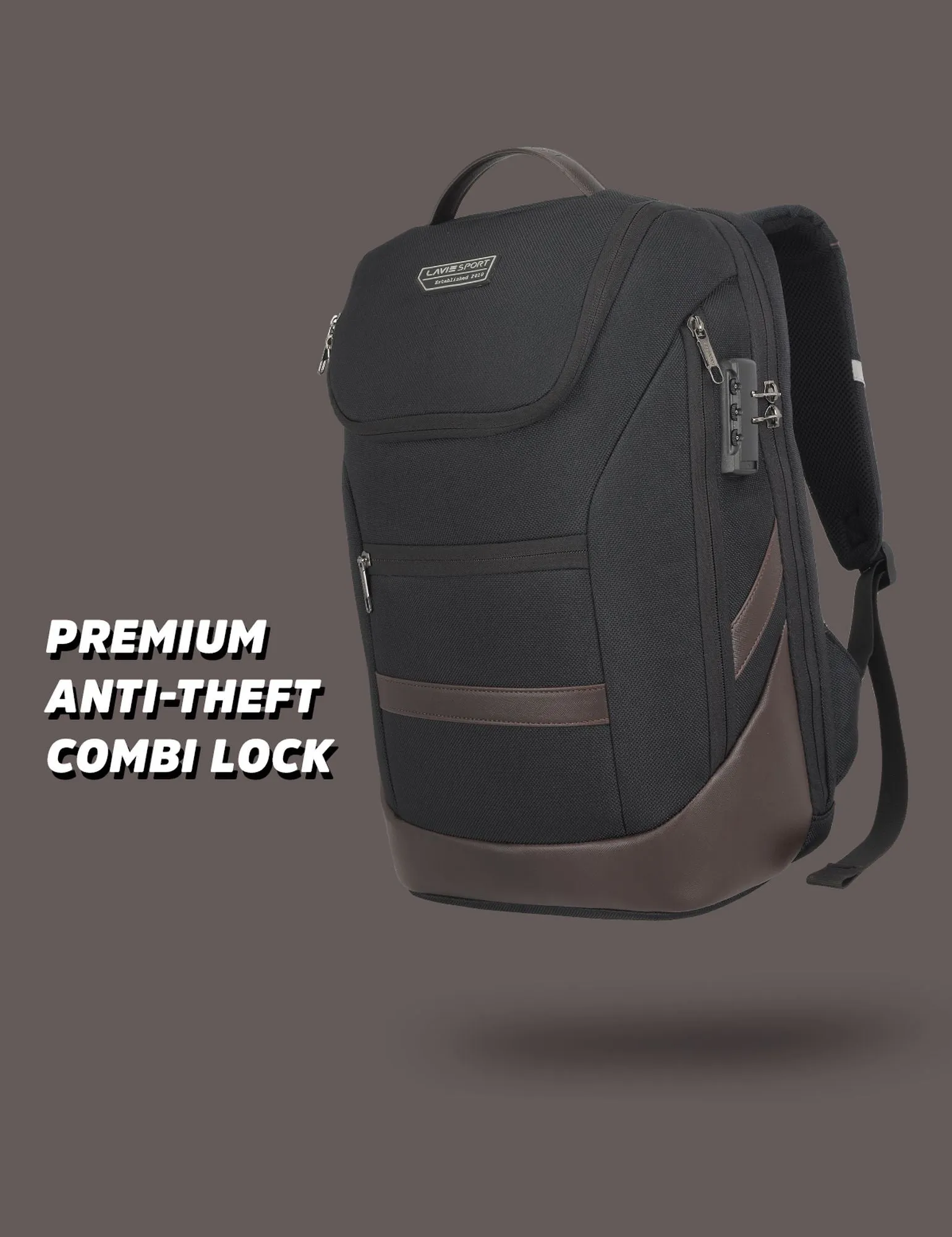 Lavie Sport Emperor 24L Anti-theft Laptop Backpack For Men & Women in Grey and Blue Colour