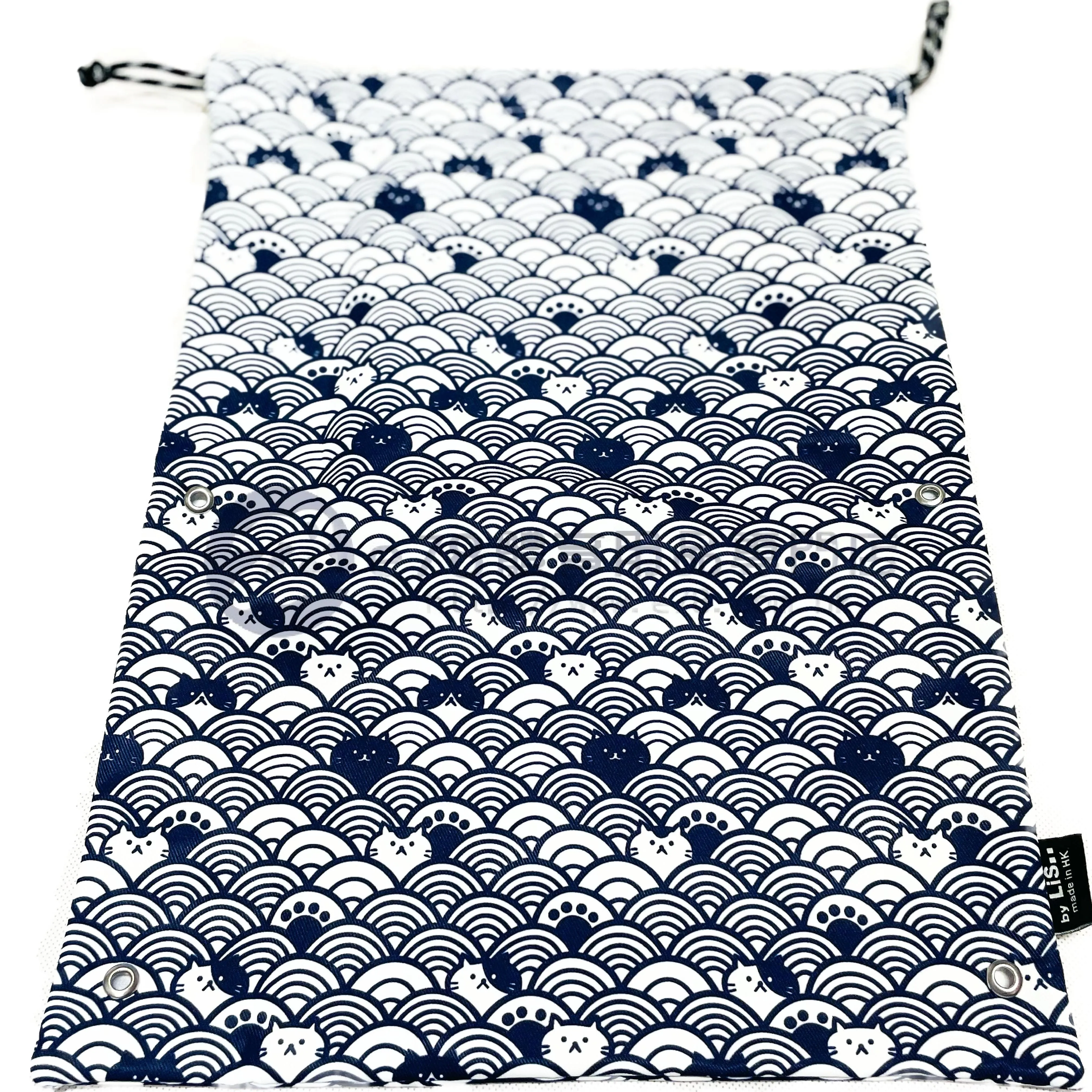 Lis..Handmade Water Resistant shoes bag (blue cloud cat 169)