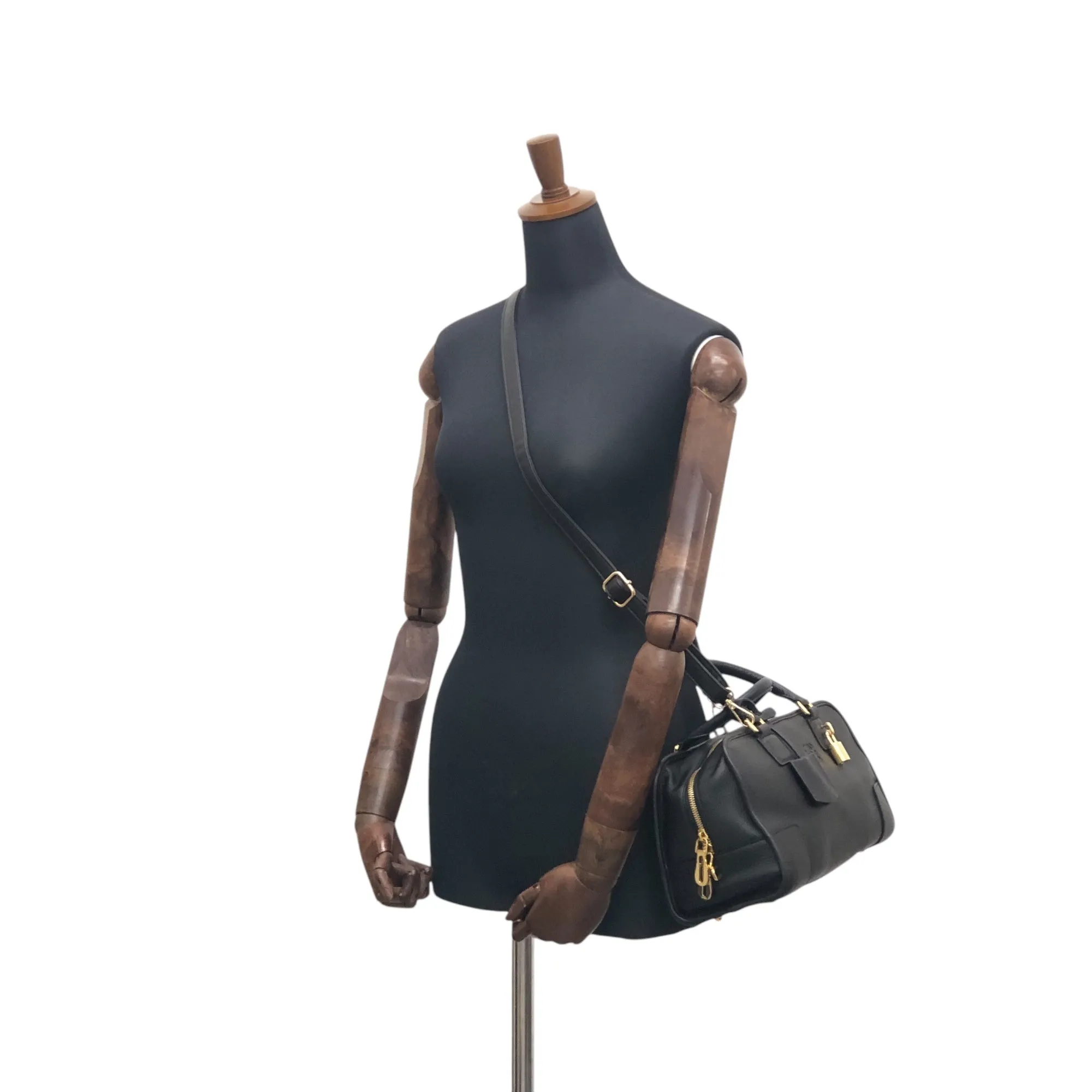 LOEWE Amazona28 Anagram Two-way Handbag Shoulder bag Black Vintage bagdfe
