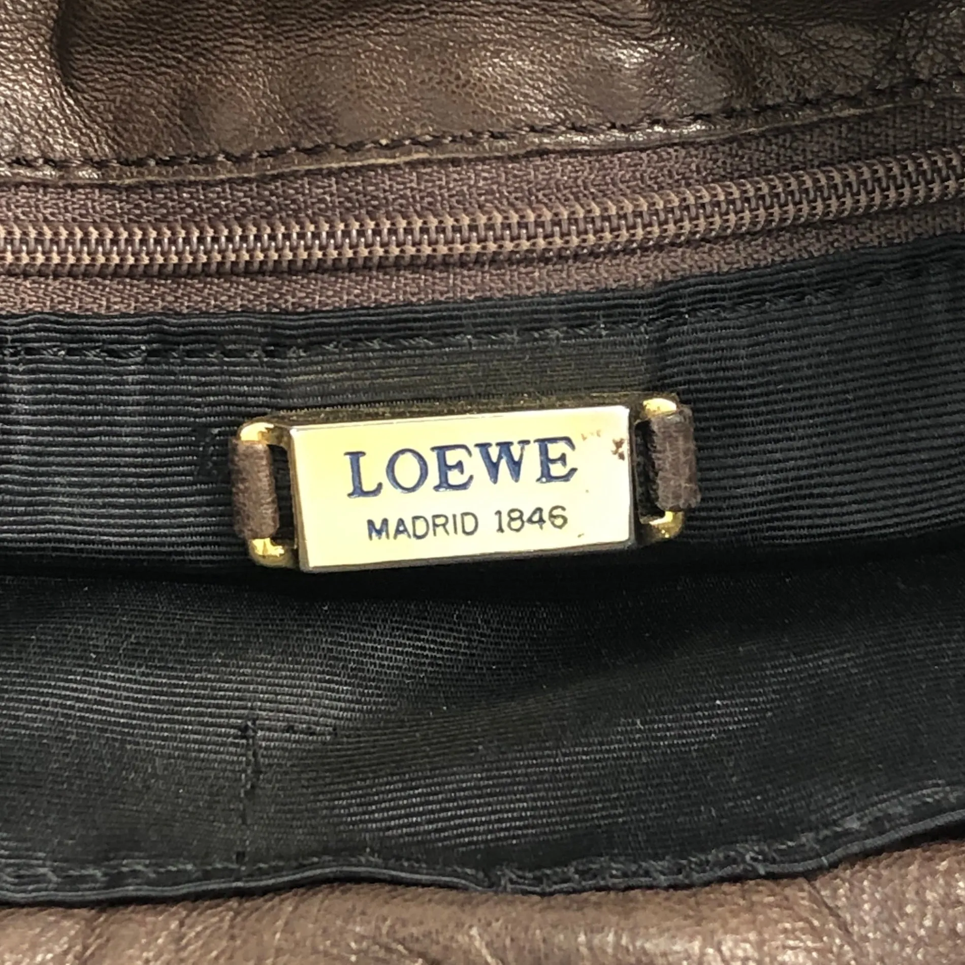 LOEWE Anagram Drawstring Shoulder bag Brown Vintage kki5m4