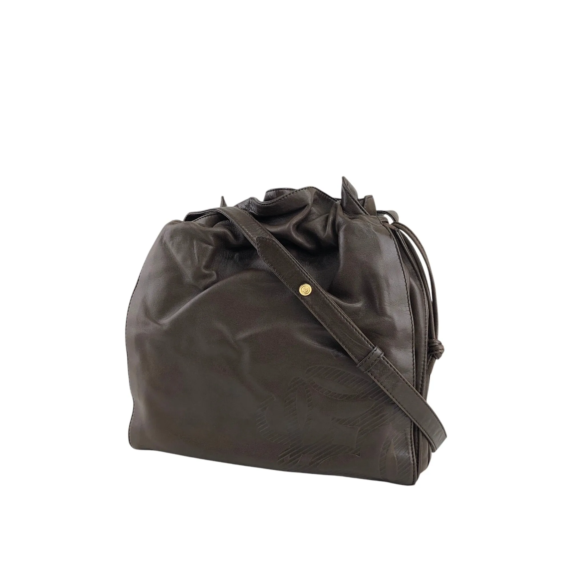 LOEWE Anagram Drawstring Shoulder bag Brown Vintage kki5m4