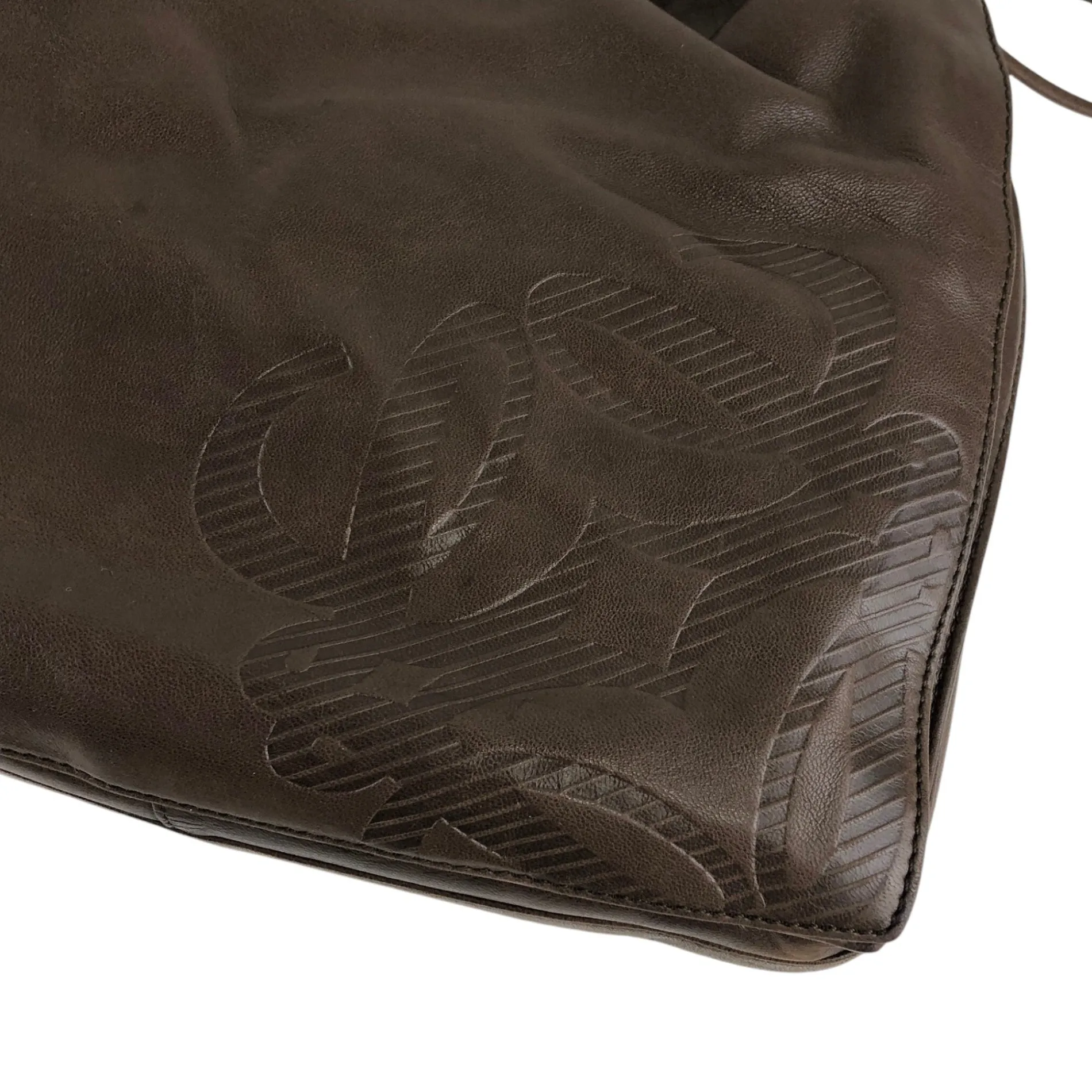 LOEWE Anagram Drawstring Shoulder bag Brown Vintage kki5m4