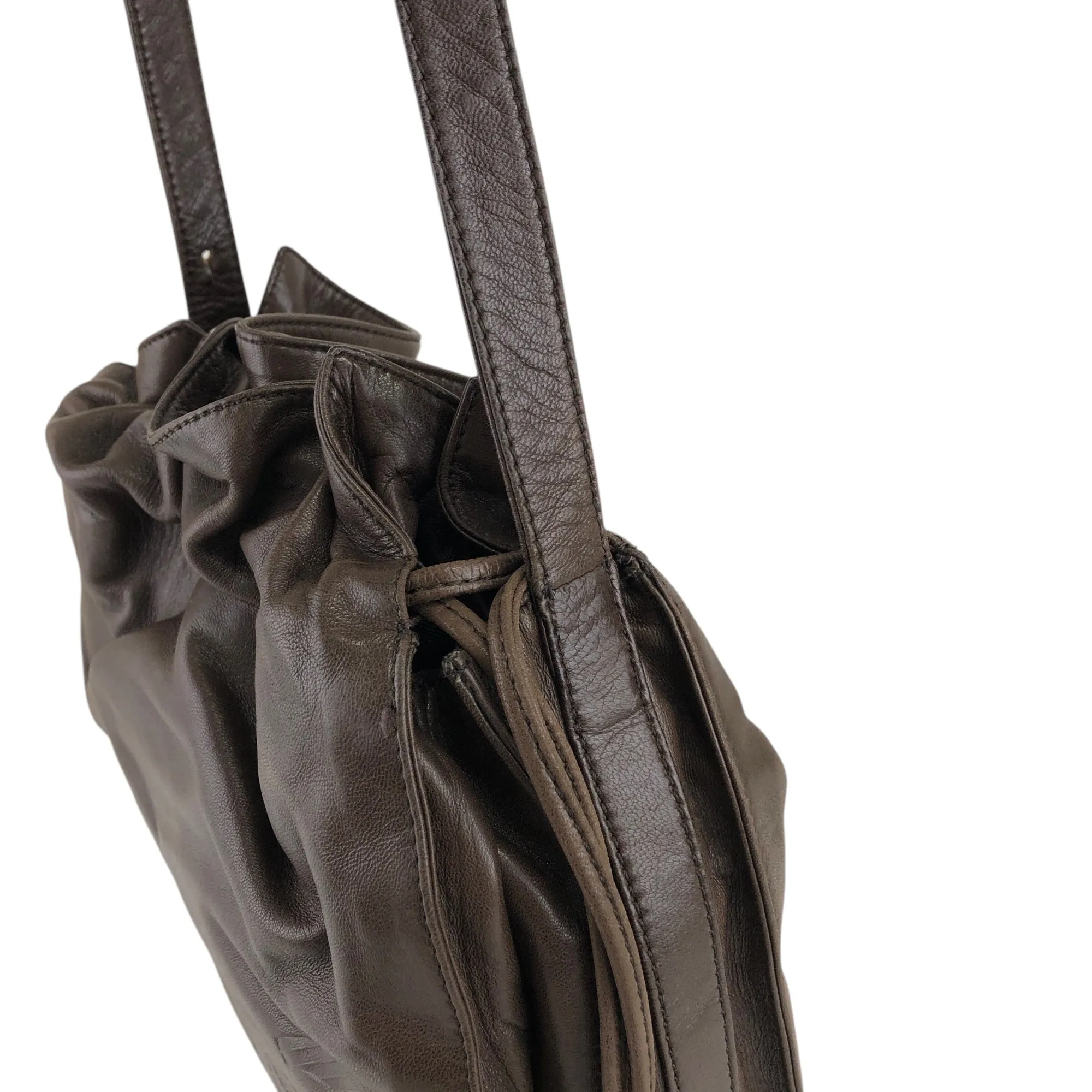 LOEWE Anagram Drawstring Shoulder bag Brown Vintage kki5m4