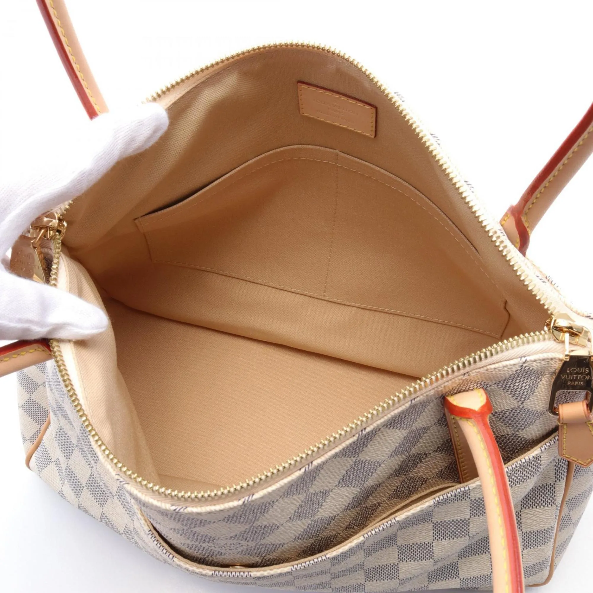 Louis Vuitton  Coated Canvas Damier Azur Pvc Leather Shoulder Bag