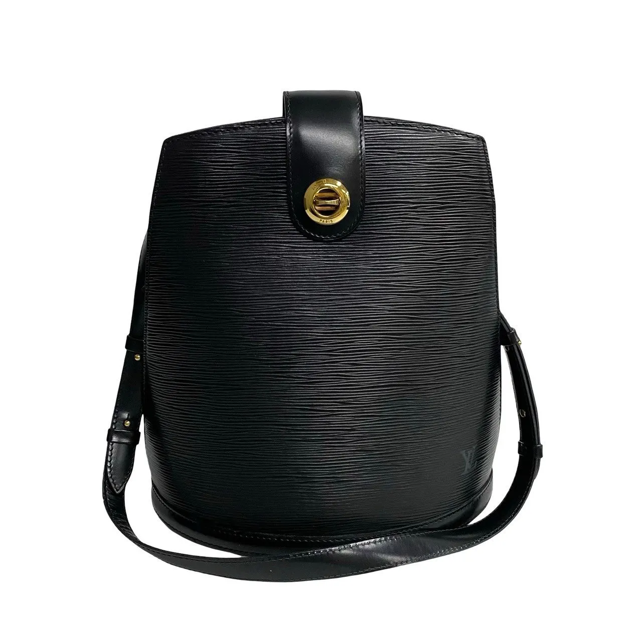 LOUIS VUITTON Shoulder Bag leather black Epi Cluny