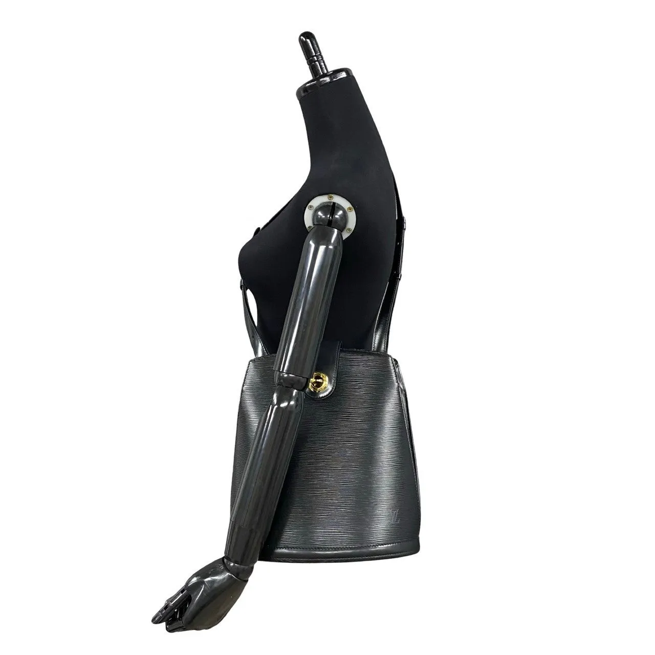 LOUIS VUITTON Shoulder Bag leather black Epi Cluny