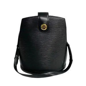 LOUIS VUITTON Shoulder Bag leather black Epi Cluny