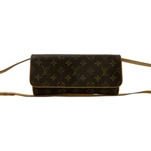 LOUIS VUITTON Shoulder Bag leather Brown Monogram Pochette Twin GM