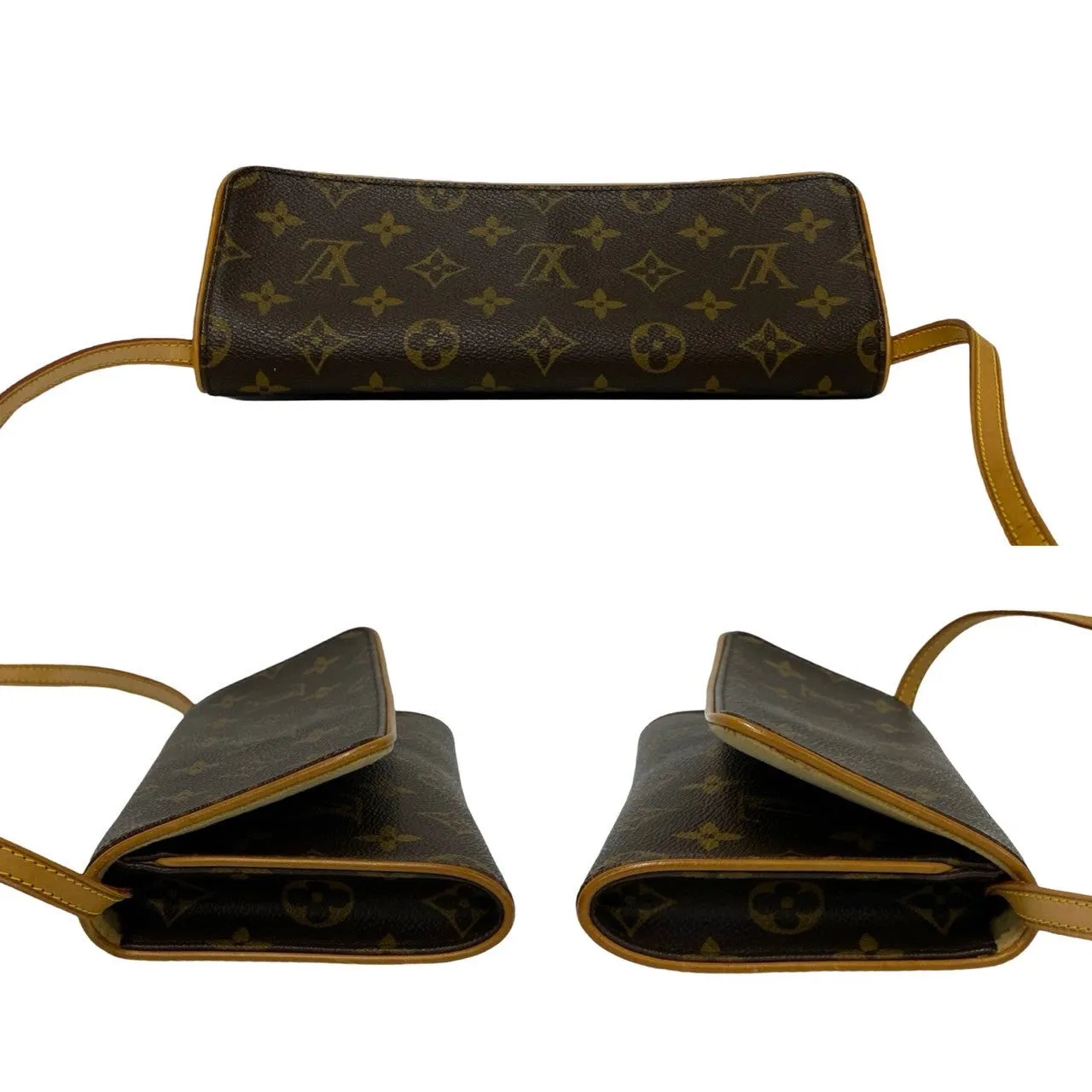 LOUIS VUITTON Shoulder Bag leather Brown Monogram Pochette Twin GM