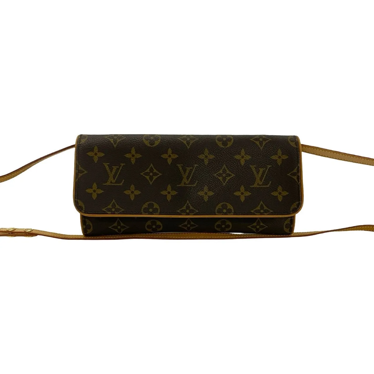 LOUIS VUITTON Shoulder Bag leather Brown Monogram Pochette Twin GM